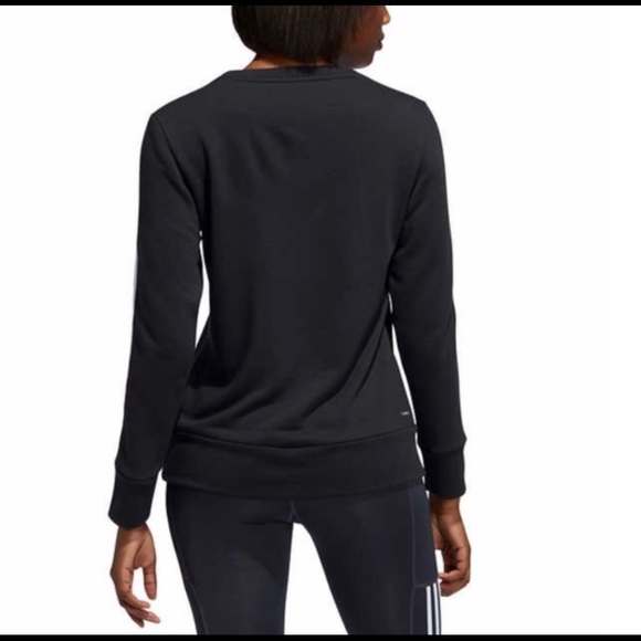 Adidas Black 3 Stripe Crewneck Sweatshirt Size Small NEW - Picture 2 of 3
